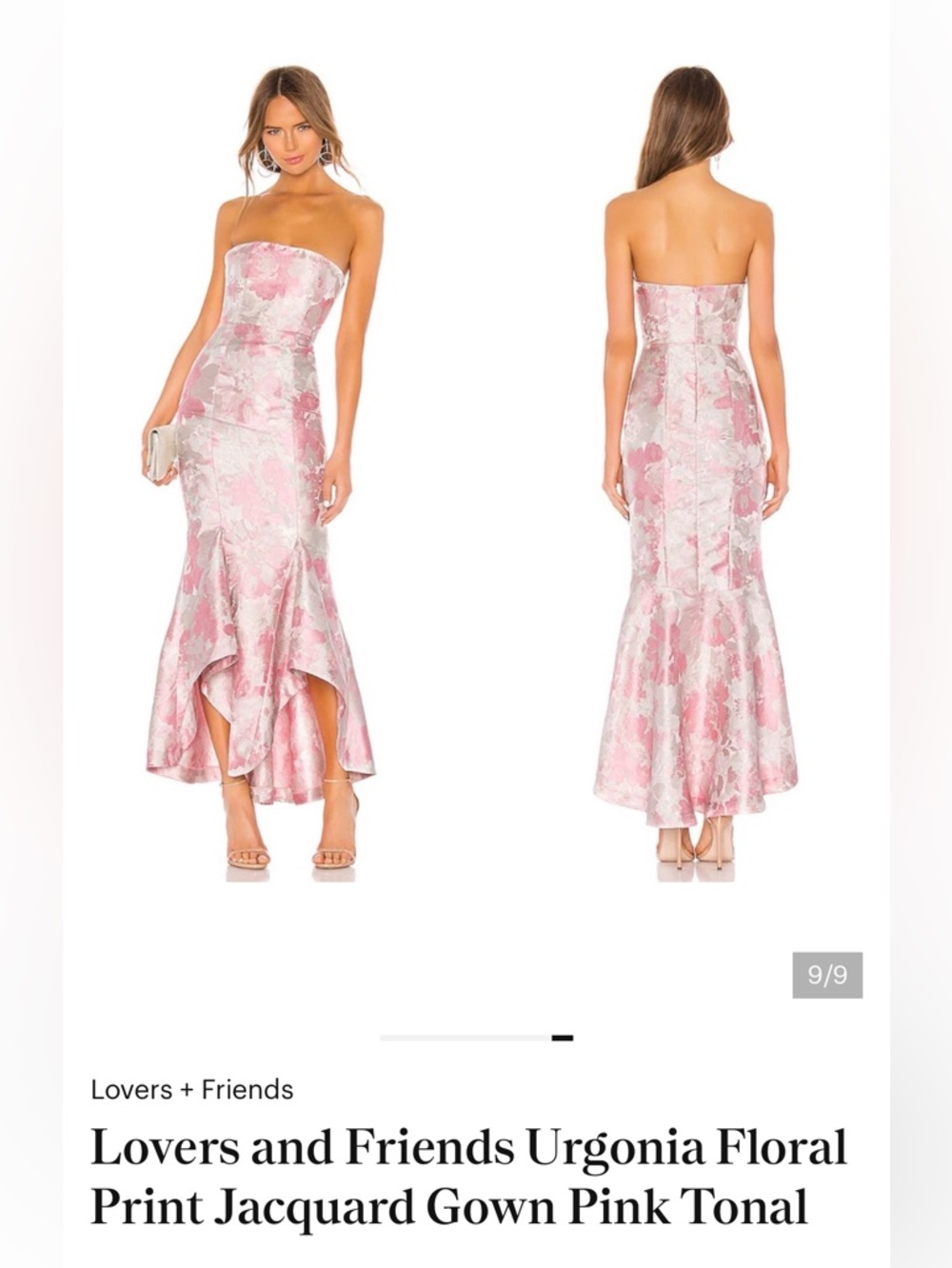 NWT Lovers + Friends Urrgonia   Gown Pink Tonal